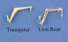 [Aircraft crane comparison between plastic kit and Lion Roar photoetch pieces]