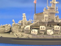 [Before picture: starboard side of USS Massachusetts with kit cranes (plastic)]